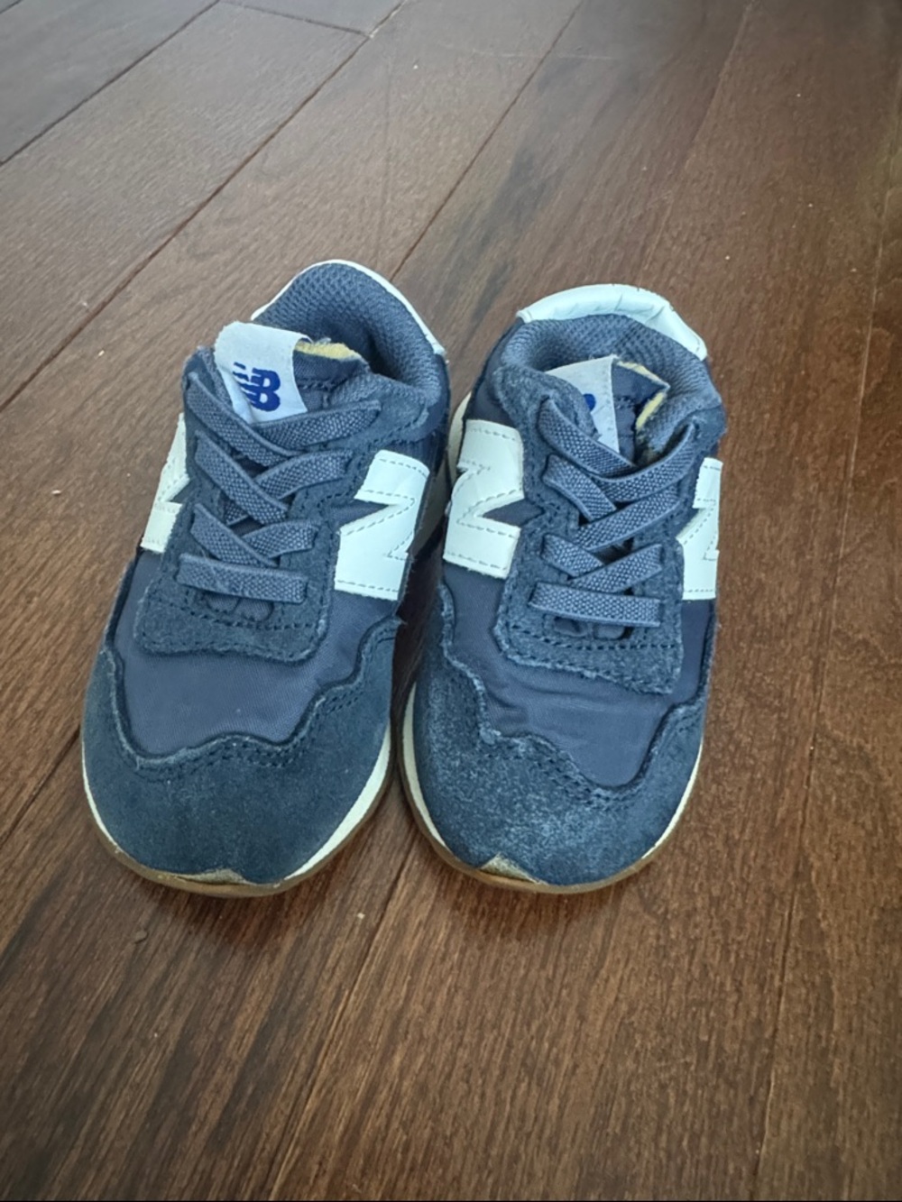 New Balance Kids Navy Blue and White Logo Sneakers